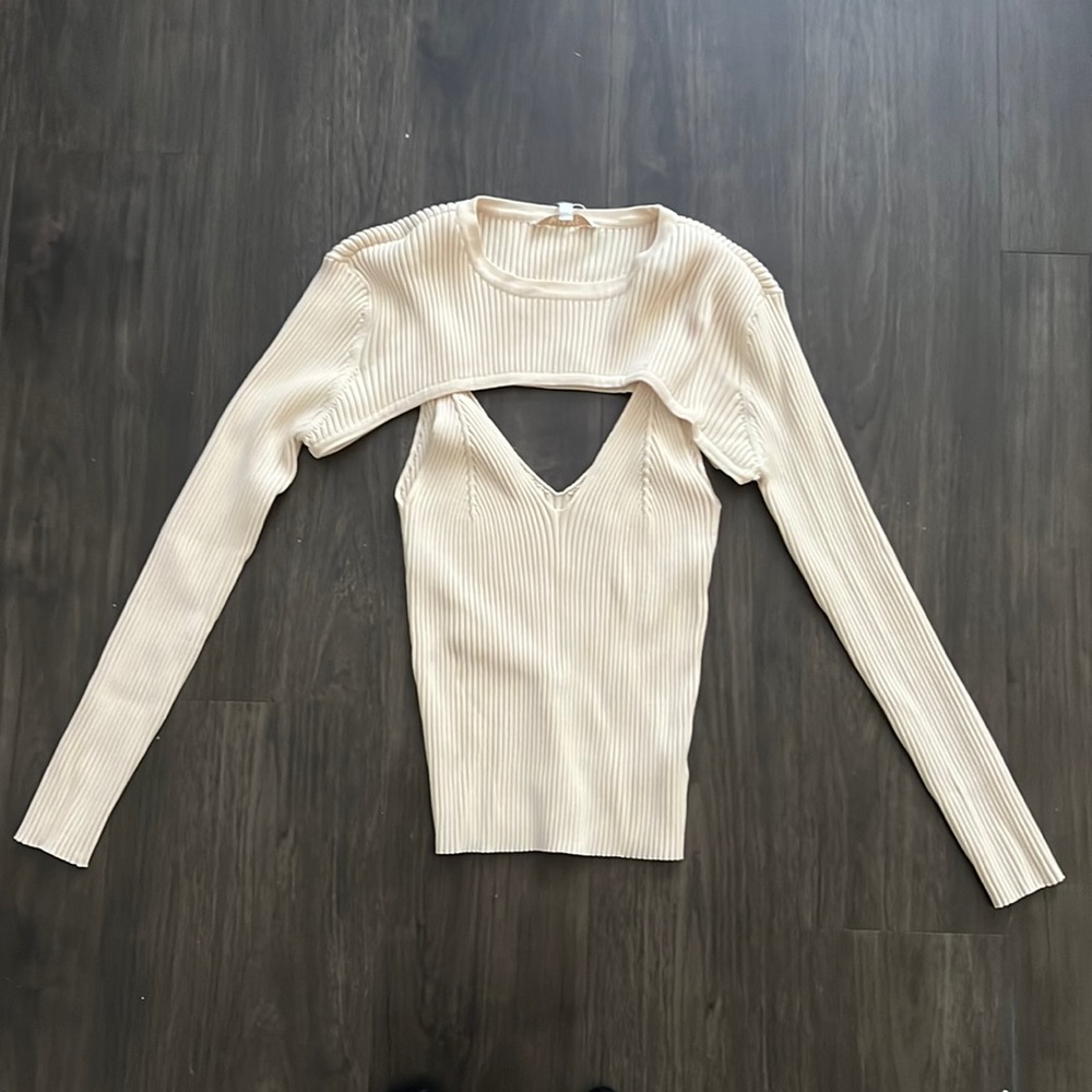 WAYF Clifton Cutout Ribbed Sweater